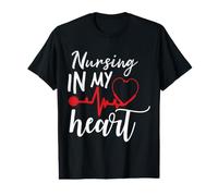 Nursing In My Heart Funny Nurse Nurses Camiseta gráfica económica