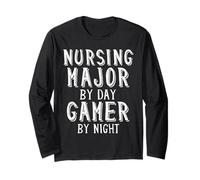 Nursing Major by Day Gamer by Night Gift For Gaming Nurses Manga Larga