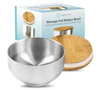 Nuru Masajeador Gel Shaker Bowl | Cuenco de acero inoxidable con tapa de bambú y sello de aire, 500 ml, fácil de limpiar, ideal para masaje nuru