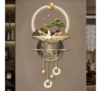 NURUGURE Arte de Pared LED de Porcelana de Cristal de Estilo Tradicional Chino para decoración de Sala de Estar y Entrada