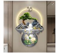 NURUGURE Esculturas de Pared con luz LED, lámparas Decorativas, decoración Oriental, Pinturas Tradicionales Chinas para Colgar en la Pared, esculturas de Pared para pasillos de Entrada