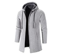 NUSGEAR 2022 Abrigo Largo Hombre Invierno, Chaqueta con Capucha Casual Forro de Lana Algodón Espesar Chándal Cremallera Moda Chaqueta Cardigan Largo Sudadera Suelto Outwear Caliente Tops