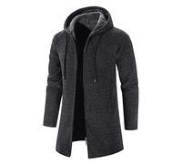 NUSGEAR 2022 Abrigo Largo Hombre Invierno, Chaqueta con Capucha Casual Forro de Lana Algodón Espesar Chándal Cremallera Moda Chaqueta Cardigan Largo Sudadera Suelto Outwear Caliente Tops