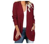 NUSGEAR 2022 Cardigan Mujer Chaqueta tejido de punto Casual Moda color sólido Abrigo cárdigan Rebecas Otoño invierno suéter Elegante Suelto ligero y delgado Outwear Capa bolsillo Traje Blazer