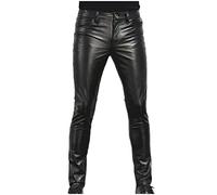 NUSGEAR 2022 Pantalones de Cuero Hombre PU Pantalones Casual Moda Deportivos Running Pants Jogging Pantalon Fitness Gym Slim Fit Pantalones Largos Punk gotico Moto Ropa de Hombre Pantalones