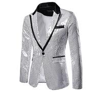 NUSGEAR 2023 Blazer hombre Traje lentejuelas Chaqueta Abrigo otoño invierno Botones Fiesta Elegant Manga Larga Casual Moda Original Blazer Slim fit Clásica Rompevientos Club Cómodo Outwear parka