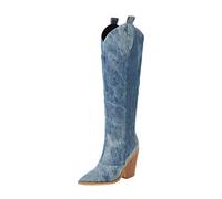 NUSGEAR 2023 Botas altas Mujer, Moda Botas de vaquero hasta la Rodilla Holgadas Otoño Invierno Elegante Botas de tacón alto Botas de Jinete Fiesta Antideslizante Cómoda Zapatos botas puntiagudas