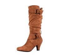 NUSGEAR 2023 Botas altas Mujer, Moda Botas hasta la Rodilla Holgadas Otoño Invierno Elegante Botas de tacón alto Botas de Jinete Fiesta Antideslizante Casual Cómoda caliente Zapatos