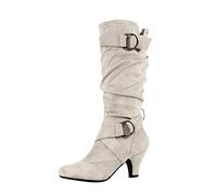 NUSGEAR 2023 Botas altas Mujer, Moda Botas hasta la Rodilla Holgadas Otoño Invierno Elegante Botas de tacón alto Botas de Jinete Fiesta Antideslizante Casual Cómoda caliente Zapatos