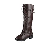 NUSGEAR 2023 Botas altas Mujer, Moda Botas plataforma hasta la Rodilla Holgadas Otoño Invierno Elegante cordón Botas de tacón bajo Botas de Jinete Fiesta Antideslizante Casual Cómoda Zapatos