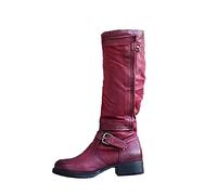 NUSGEAR 2023 Botas altas para Mujer, botas planas Botas por encima de la rodilla Muslo Invierno Otoño Botas de Jinete Botas de tacón bajo Vintage Botas de nieve Moda Casual Fiesta Cómoda Zapatos