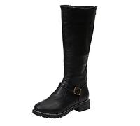 NUSGEAR 2023 Botas altas para Mujer de nieve planas, clásicas Botas de cuero hasta la Rodilla Holgadas invierno Elegantes botas de equitación Botas Vintage Botas Casual Moda Fiesta Cómoda Zapatos