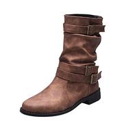 NUSGEAR 2023 Botas altas para Mujer nieve planas Botas hasta la Rodilla Holgadas invierno Elegantes botas de equitación Botas Vintage Largas Botas de Jinete PU moto Moda Fiesta Cómoda Zapatos