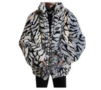 NUSGEAR 2023 Cardigan Reversible de piel Sintética para Hombre, Abrigo Acolchado solapas leopardo Cálido Invierno Capa Elegante Moda lujo Abrigo Chaqueta Bolsillos Grueso cálida Calentar Parker