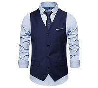 NUSGEAR 2023 Chaleco Traje Hombre Boda Chalecos de Vestir Original Chaleco Elegante de Fiesta Negocio con Bolsillos Boda Formal Color Sólido Clásico Chaleco Casual Blazers Sin Mangas Talla grande