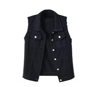 NUSGEAR 2023 Chaleco Vaquera Mujer Moda Chaqueta sin manga abrigo con Bolsillos jean otoño Primavera Clásico Casual mezclilla Cardigan botones Chaqueta vaquera Fiesta vacaciones