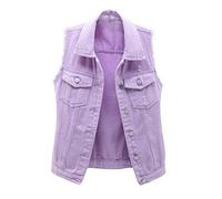 NUSGEAR 2023 Chaleco Vaquera Mujer Moda Chaqueta sin manga abrigo con Bolsillos jean otoño Primavera Clásico Casual mezclilla Cardigan botones Chaqueta vaquera Fiesta vacaciones