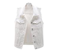 NUSGEAR 2023 Chaleco Vaquera Mujer Moda Chaqueta sin manga abrigo con Bolsillos jean otoño Primavera Clásico Casual mezclilla Cardigan botones Chaqueta vaquera Fiesta vacaciones
