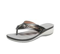 NUSGEAR 2023 Chanclas Mujer Moda Ortopedicas Comodas Soporte del Arco Verano Cool Playa Piscina Ligera Casual Abierta Sandalias de Dedo Plataforma PU Piel Antideslizante Flip Flop Chancletas