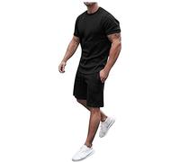 NUSGEAR 2023 Chándal Hombre Traje Hombre 2pc Camiseta manga corta y pantalones corto colore sólido Completo Deportivo Fitness Jogging Gym Tracksuit Conjunto Verano Basic Moda Causal Cómodo Chándal