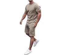 NUSGEAR 2023 Chándal Hombre Traje Hombre 2pc Camiseta manga corta y pantalones corto colore sólido Completo Deportivo Fitness Jogging Gym Tracksuit Conjunto Verano Basic Moda Causal Cómodo Chándal