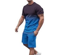 NUSGEAR 2023 Chándal Hombre Traje Hombre 2pc Camiseta manga corta y pantalones corto impresion Completo Deportivo Fitness Jogging Gym Tracksuit Conjunto Verano Basic Causal Moda Cómodo Talla grande