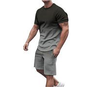 NUSGEAR 2023 Chándal Hombre Traje Hombre 2pc Camiseta manga corta y pantalones corto impresion Completo Deportivo Fitness Jogging Gym Tracksuit Conjunto Verano Basic Causal Moda Cómodo Talla grande