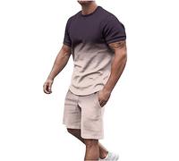 NUSGEAR 2023 Chándal Hombre Traje Hombre 2pc Camiseta manga corta y pantalones corto impresion Completo Deportivo Fitness Jogging Gym Tracksuit Conjunto Verano Basic Causal Moda Cómodo Talla grande