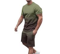 NUSGEAR 2023 Chándal Hombre Traje Hombre 2pc Camiseta manga corta y pantalones corto impresion Completo Deportivo Fitness Jogging Gym Tracksuit Conjunto Verano Basic Causal Moda Cómodo Talla grande