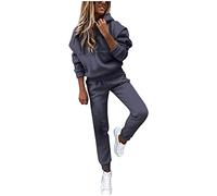 NUSGEAR 2023 Chandal Mujer Completo otoño invierno 2pc Deportivo Tracksuit Sudaderas con capucha y pantalones Jersey Conjunto Suelto Traje Casual Moda Color sólido Jogging Chándal