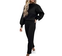 NUSGEAR 2023 Chandal Mujer Completo otoño invierno 2pc Deportivo Tracksuit Sudaderas con capucha y pantalones Jersey Conjunto Suelto Jogging Traje Casual Moda Color sólido cuello redondo Chándal