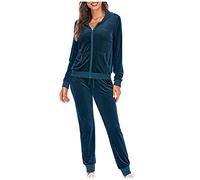 NUSGEAR 2023 Chandal Mujer Completo otoño invierno 2pc Patchwork Deportivo Tracksuit Terciopelo chaqueta con capucha y pantalones Sudaderas Cremallera Conjunto Traje Moda Casual Jogging Chándal