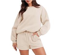 NUSGEAR 2023 Chandal Mujer Completo otoño invierno 2pc Sudaderas y pantalones corto Deportivo Jogging gym Tracksuit Color sólido Jersey Moda Casual Basic cómodo Conjunto Traje Fiesta Chándal