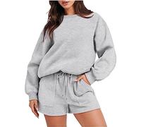 NUSGEAR 2023 Chandal Mujer Completo otoño invierno 2pc Sudaderas y pantalones corto Deportivo Jogging gym Tracksuit Color sólido Jersey Moda Casual Basic cómodo Conjunto Traje Fiesta Chándal