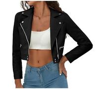 NUSGEAR 2023 Chaqueta cuero Mujer otoño Primavera PU Cardigan Manga Larga cremalleras Cazadora corto Moda casual Punk Abrigo Slim Fit motocicleta Bomber Chaqueta Bolsillos Capa Parka Jacket Outwear