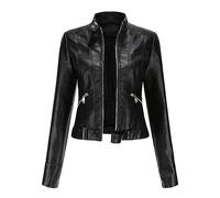 NUSGEAR 2023 Chaqueta cuero Mujer otoño Primavera PU Cardigan Manga Larga cremalleras Cazadora Moda casual Punk Abrigo Slim Fit motocicleta Bomber Chaqueta Bolsillos Capa Parka Jacket Outwear