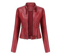 NUSGEAR 2023 Chaqueta cuero Mujer otoño Primavera PU Cardigan Manga Larga cremalleras Cazadora Moda casual Punk Abrigo Slim Fit motocicleta Bomber Chaqueta Bolsillos Capa Parka Jacket Outwear
