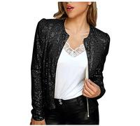 NUSGEAR 2023 Chaqueta Mujer Blazer lentejuelas Slim Fit Color sólido Traje Cardigans Delgado Manga Larga Moda Fiesta Blazer Primavera otoño Elegante Chaqueta corto casual abrigo