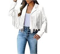 NUSGEAR 2023 Chaqueta Mujer otoño Primavera ante Cardigan Manga Larga flecos Cazadora Moda casual Abrigo corto Chaqueta solapa Color sólido Fiesta Chaqueta Outwear