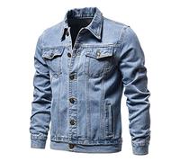 NUSGEAR 2023 Chaqueta vaquero Hombre Otoño Invierno Manga larga Abrigo mezclilla Moda Casual Slim Fit Cardigan trabajo caliente Informal Denim Outwear color sólido Tops