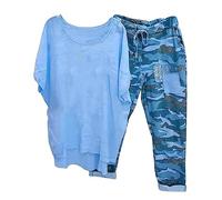 NUSGEAR 2023 Conjunto Dos Piezas Mujer Algodon Lino Casual Camiseta manga larga y Pantalones otoño Primavera Deportivo Traje Talla grande Suelto Conjunto Moda Cómodo impresión Casa Pijama Chandal