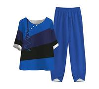 NUSGEAR 2023 Conjunto Dos Piezas Mujer algodón Lino Casual Camiseta manga larga y Pantalones otoño Primavera Deportivo Traje Talla grande Suelto Conjunto Moda Cómodo impresión Casa Pijama Chandal
