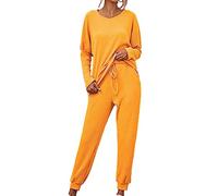 NUSGEAR 2023 Conjunto Dos Piezas Mujer Casual Camiseta manga larga y Pantalones largo otoño Traje Cuello redondo Jersey Suelto Cómodo Conjunto Pijama Casa Moda Color sólido Chandal Talla grande