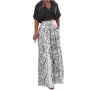 NUSGEAR 2023 Conjunto Dos Piezas Mujer Moda Casual elegante Camiseta manga corta y Pantalones impresión verano otoño Suelto Traje Cómodo bolsillo Conjunto Fiesta Oficina Negocios vestir playa