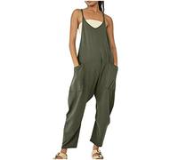 NUSGEAR 2023 Mono Peto Suelto Mujer Jumpsuit de Eslinga Verano Moda Petos de Pantalones Largo Casual Bolsillo Clásico Color Sólido Monos Pierna Ancha Playa Cómodo Pantalón Rompers