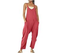 NUSGEAR 2023 Mono Peto Suelto Mujer Jumpsuit de Eslinga Verano Moda Petos de Pantalones Largo Casual Bolsillo Clásico Color Sólido Monos Pierna Ancha Playa Cómodo Pantalón Rompers