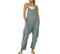 NUSGEAR 2023 Mono Peto Suelto Mujer Jumpsuit de Eslinga Verano Moda Petos de Pantalones Largo Casual Bolsillo Clásico Color Sólido Monos Pierna Ancha Playa Cómodo Pantalón Rompers