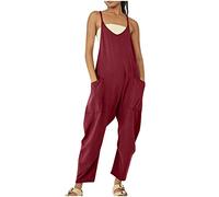 NUSGEAR 2023 Mono Peto Suelto Mujer Jumpsuit de Eslinga Verano Moda Petos de Pantalones Largo Casual Bolsillo Clásico Color Sólido Monos Pierna Ancha Playa Cómodo Pantalón Rompers