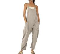 NUSGEAR 2023 Mono Peto Suelto Mujer Jumpsuit de Eslinga Verano Moda Petos de Pantalones Largo Casual Bolsillo Clásico Color Sólido Monos Pierna Ancha Playa Cómodo Pantalón Rompers