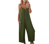 NUSGEAR 2023 Mono Peto Suelto Mujer Jumpsuit de Eslinga Verano Moda Petos de Pantalones Largo Casual Bolsillo Elegante Clásico Color Sólido Monos Pierna Ancha Playa Cómodo Pantalón Rompers